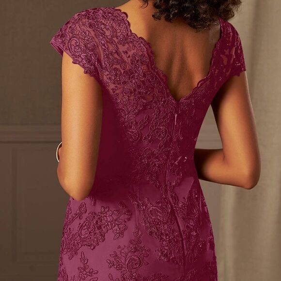 Azazie Burgundy Lace Maxi Dress - Picture 6 of 11
